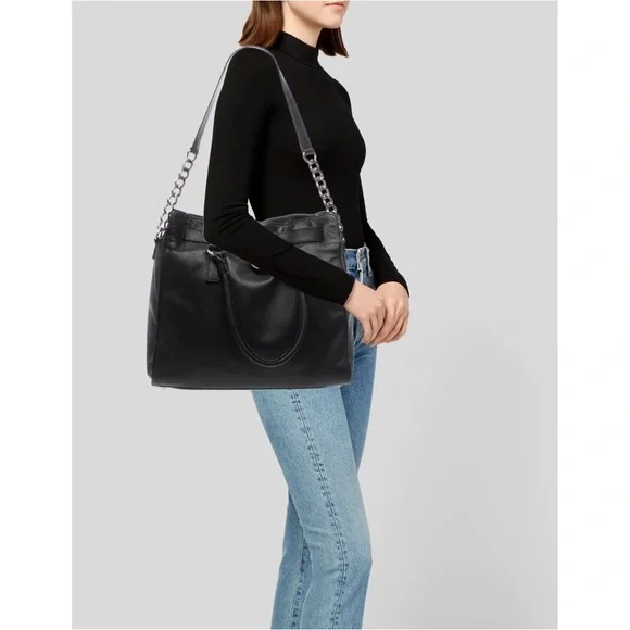 Michael Kors Black Satchel with Silver Accents - Picture 2 of 9